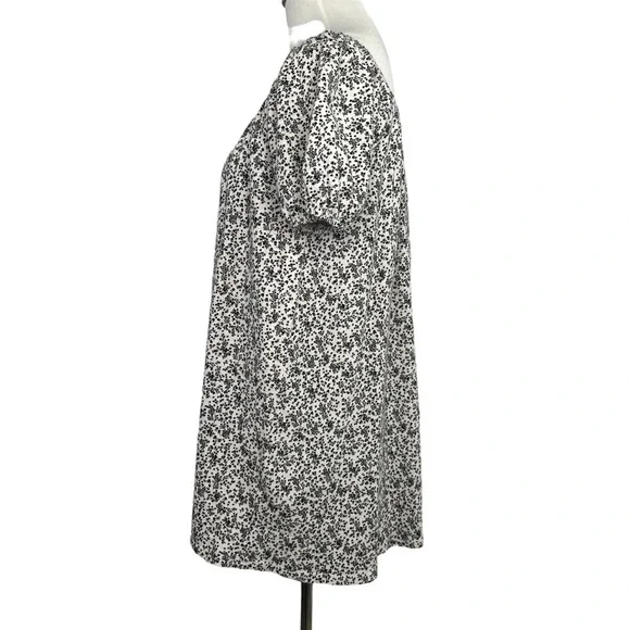 American Eagle Womens Ditsy Floral Mini Dress XS Black Ivory Short Puff Sleeve - Picture 6 of 10